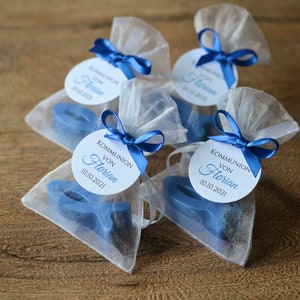 Favors for baptisms, communions or confirmations - handmade soap - fish blue / dark blue / aqua blue as a small thank you