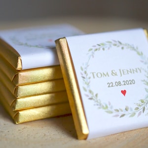 Personalized chocolate bars as guest gifts for weddings, baptisms, communions, confirmations | small thank you | Give away chocolate