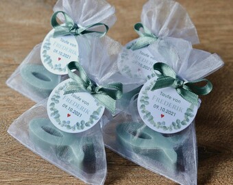 Favors for weddings, communions, confirmations, baptisms - handmade soap - fish green / eucalyptus motif