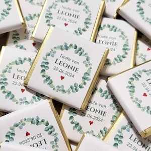 Personalisierte Schokolade Gastgeschenke zur Hochzeit, Taufe, Kommunion, Konfirmation | kleines Dankeschön | Give Away Schokotäfelchen