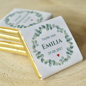Favors for weddings, baptisms, communions, confirmations - personalized chocolate, square gold chocolate bars with desired text