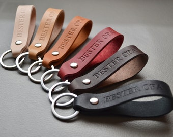 Key ring made of fine cowhide with personalization, leather with DESIRED TEXT, name, gift for HIM, best dad, Christmas present