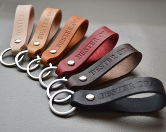 Keychain as a gift for Valentine's Day, EASTER 2024, Father's Day or Mother's Day, LEATHER with personalization, desired text, Best Dad