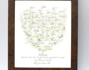 Personalized Olive Tree Colleague Print, Custom Names, Mentor Gift