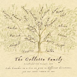 Framed Family Tree gift for parents, grandparents, inlaws or spouse. Filled with ancestors and descendants. image 9