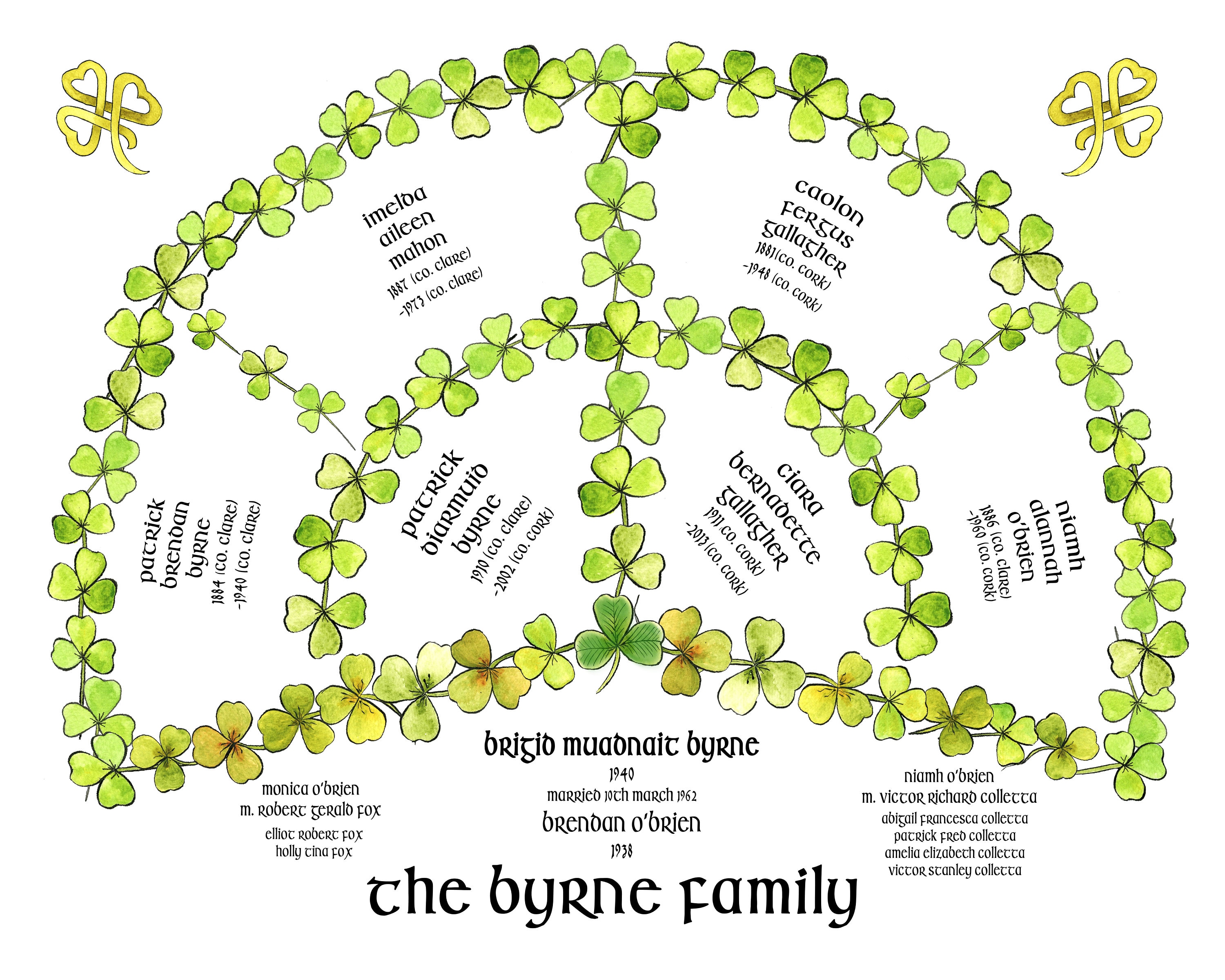 Framed Family Tree, Irish Ancestry Chart, Genealogy Fan Print