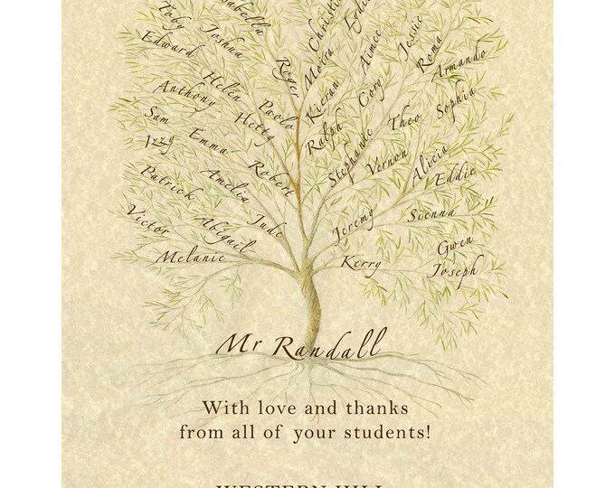 Printable personalised art dedicated to boss or mentor who has given their life to help others. I will add your names to the branches.
