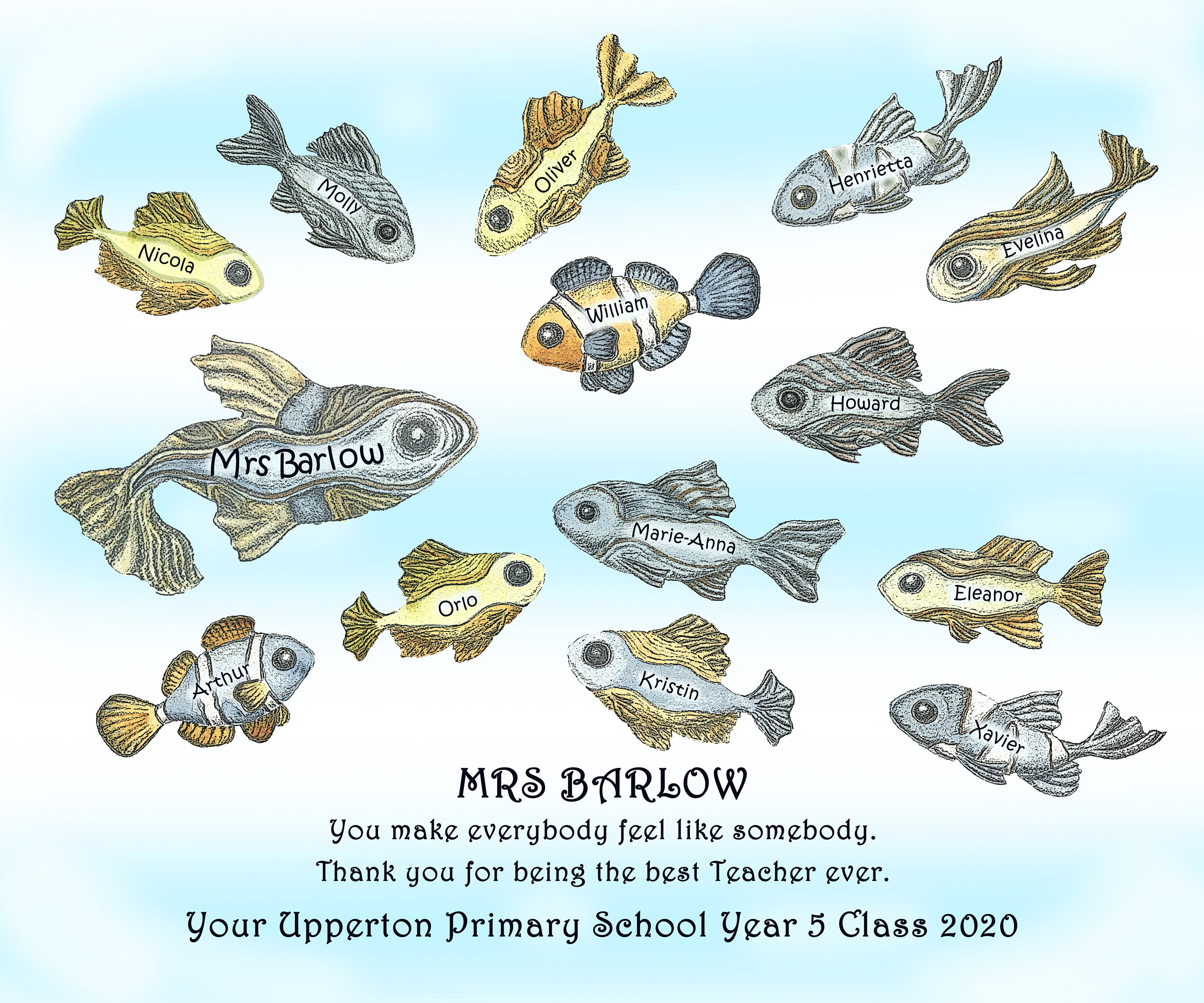 Printable School of Fish Teacher Appreciation Personalised - Etsy UK