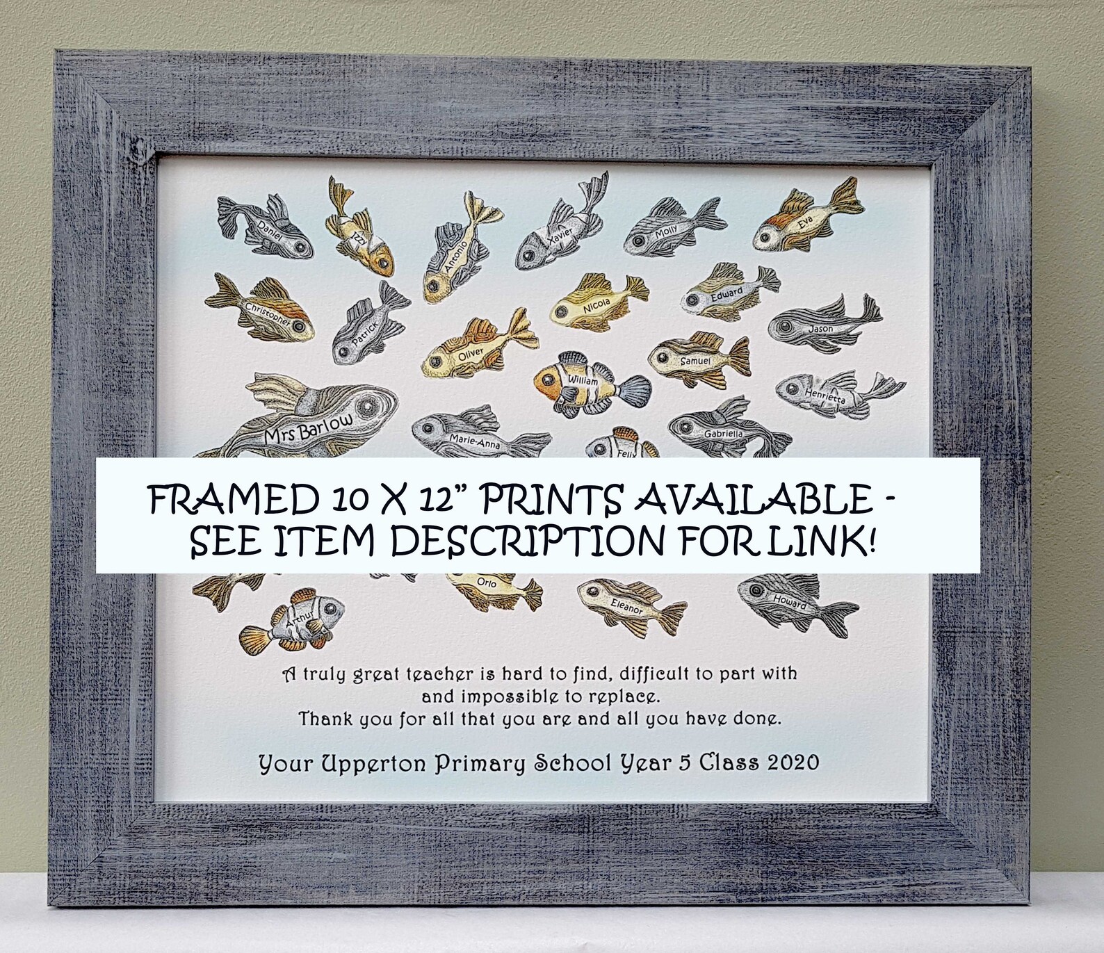Printable School of fish teacher appreciation personalised | Etsy
