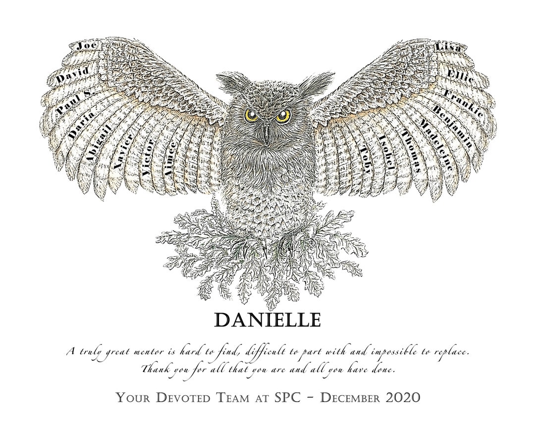 Owl Personalised Art Print for Retirement, Appreciation or Thank You Gift for Beloved Teacher ...