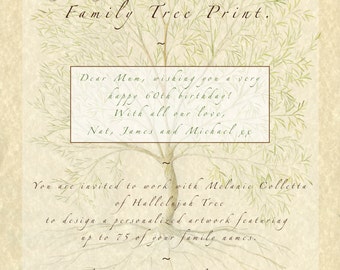Family Tree Print, Family Tree Voucher, Custom Family Tree, Personalised Mum, Gift for Parents, Gift for Grandparents, Wedding Gift,