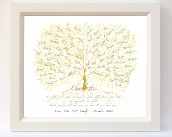 Teacher, boss or mentor personalised framed Christmas gift with student or coworker names.