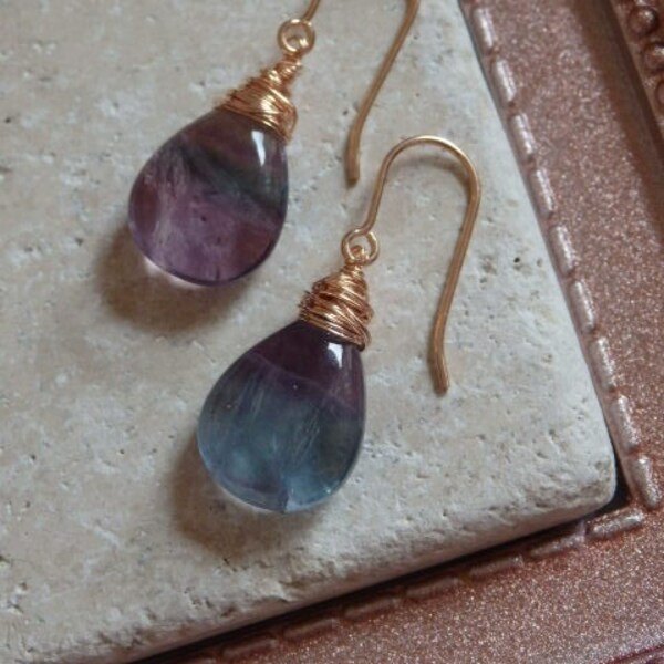 •LUNA• fluorite + gold earrings