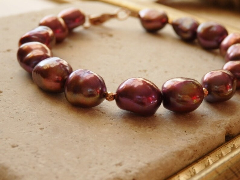 Pearl Jewellery Large Pearl bracelet Pearl Earrings Freshwater Pearl Earrings Purple Pearls Pearl Bracelet
