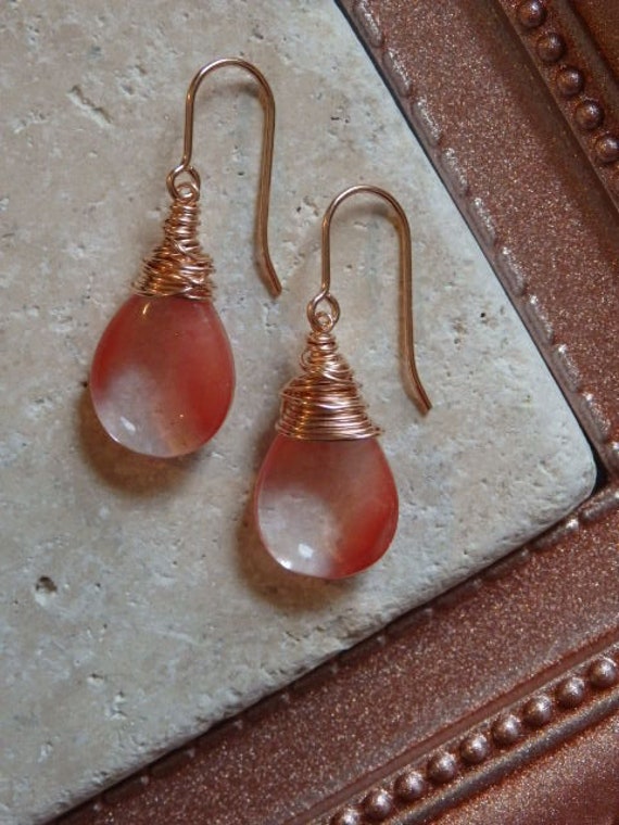 Cherry Quartz Earrings Quartz Earrings Gemstone Earrings Etsy UK