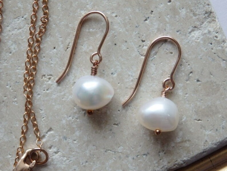 Pearl Earrings Pearl Jewellery Contemporary Pearl Necklace Gold Plated Pearl Necklace Pearl Necklace 14ct Gold Plated Rose Gold