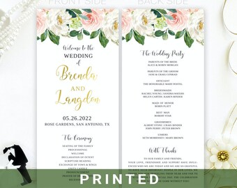 Elegant Hand Drawn Wreath Wedding Program Calligraphy Wedding Programs Fully Customisable Adora Wedding Programs
