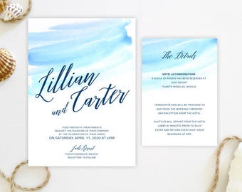 blue watercolor wedding invitations details cards printed on luxury shimmer white cardstock shimmer white envelopes - Wedding Invitation Details Card blue watercolor wedding invitations details cards printed on luxury shimmer white cardstock shimmer white envelopes - Wedding Invitation Details Card