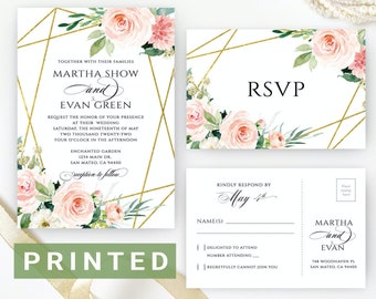 Wedding Invitations with RSVP | Floral invitation sets printed