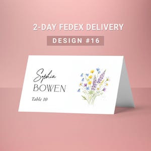 wedding place cards wildflowers