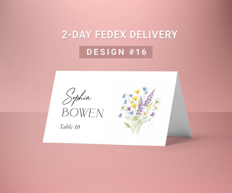 wedding place cards wildflowers