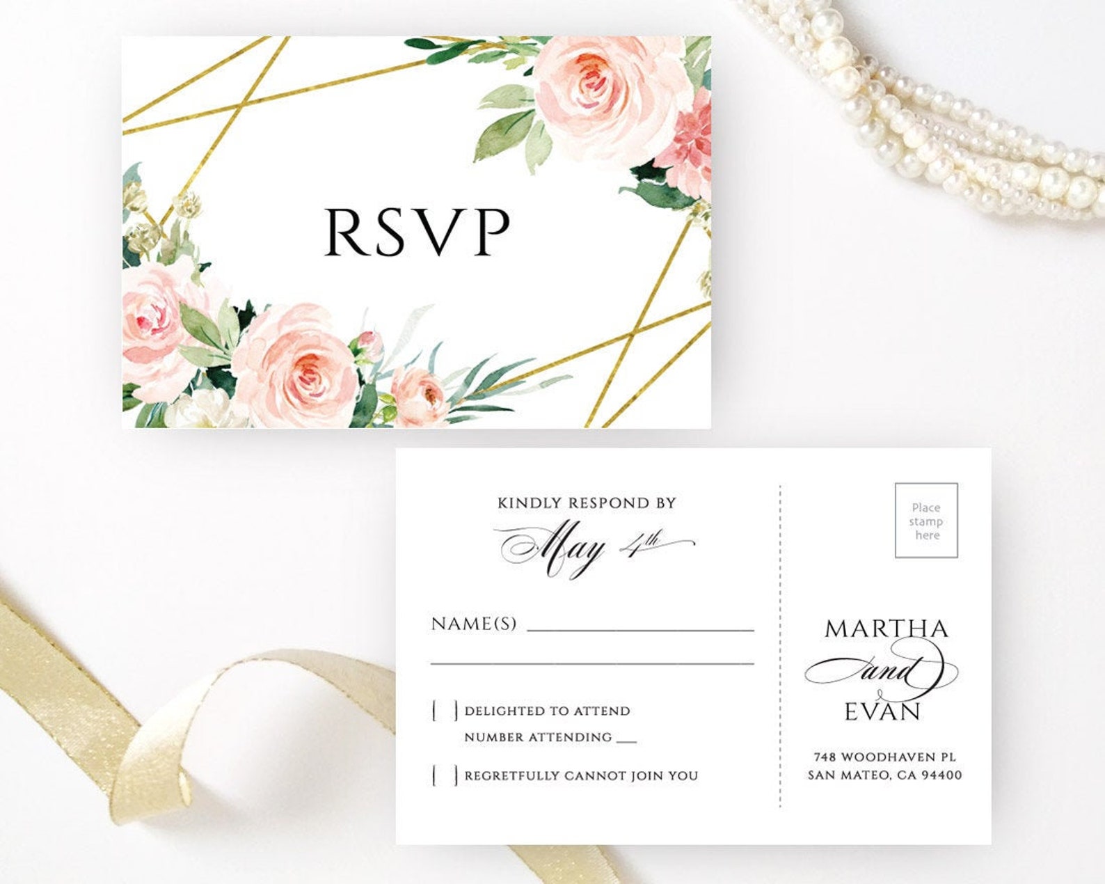 PRINTED RSVP Postcards Announcement bridal shower Etsy