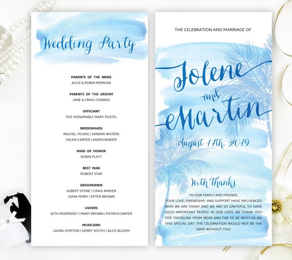 Printed Destination Wedding Programs Cheap Programs For Etsy