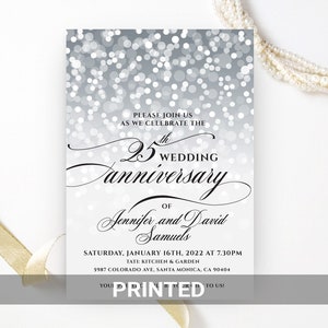 Anniversary invitations - any anniversary date   25 wedding anniversary   Birthday anniversary sparkle and glitter invitations