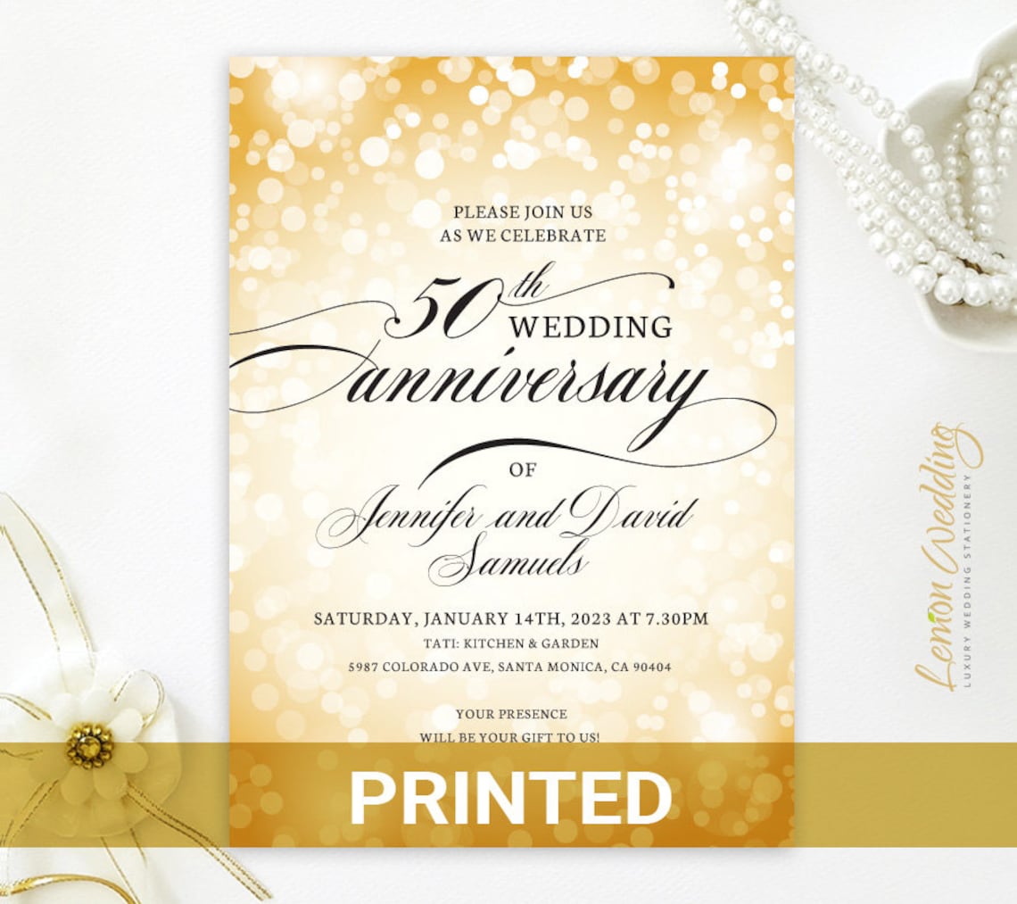 Custom 50th wedding anniversary invitations printed on premium Etsy