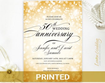 Custom 50th wedding anniversary invitations printed on premium paper