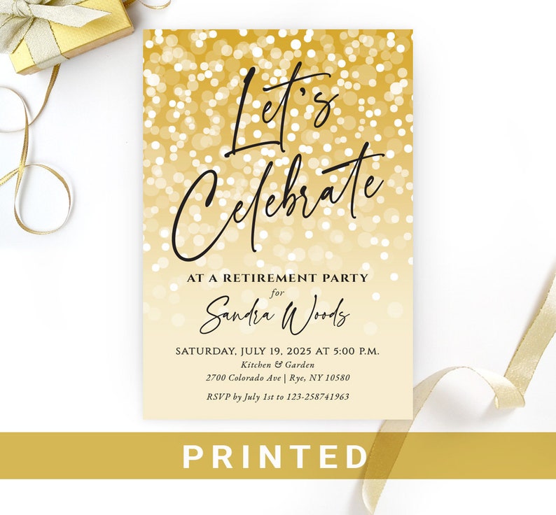 Gold Retirement Party Invitations PRINTED Retirement Etsy