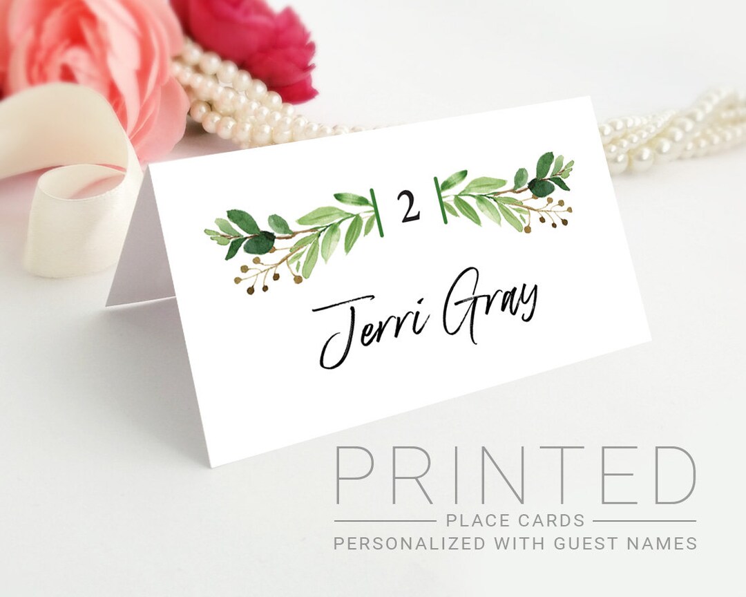 Greenery Table Place Cards Dinner Place Cards PRINTED Table Place Cards