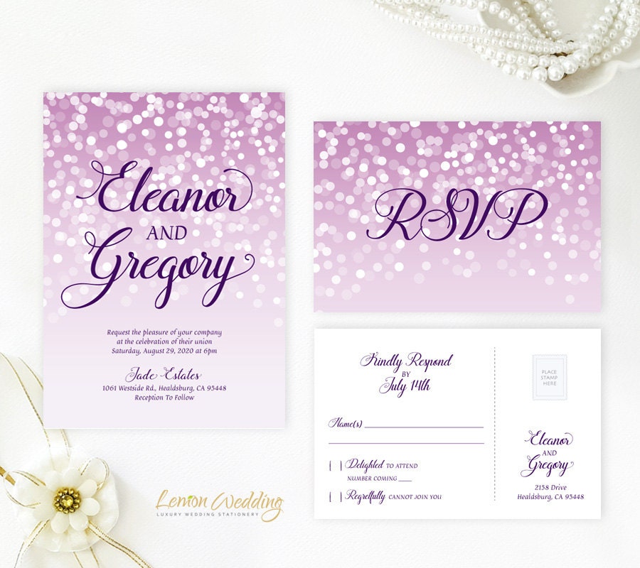 Wedding Invitation Kits Cheap : Romantic Silver Spring Flower Glittery