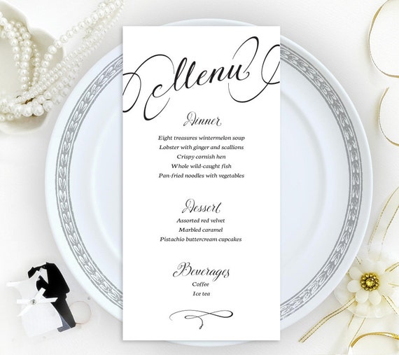PRINTED Elegant wedding menu cards Dinner menus menu Etsy
