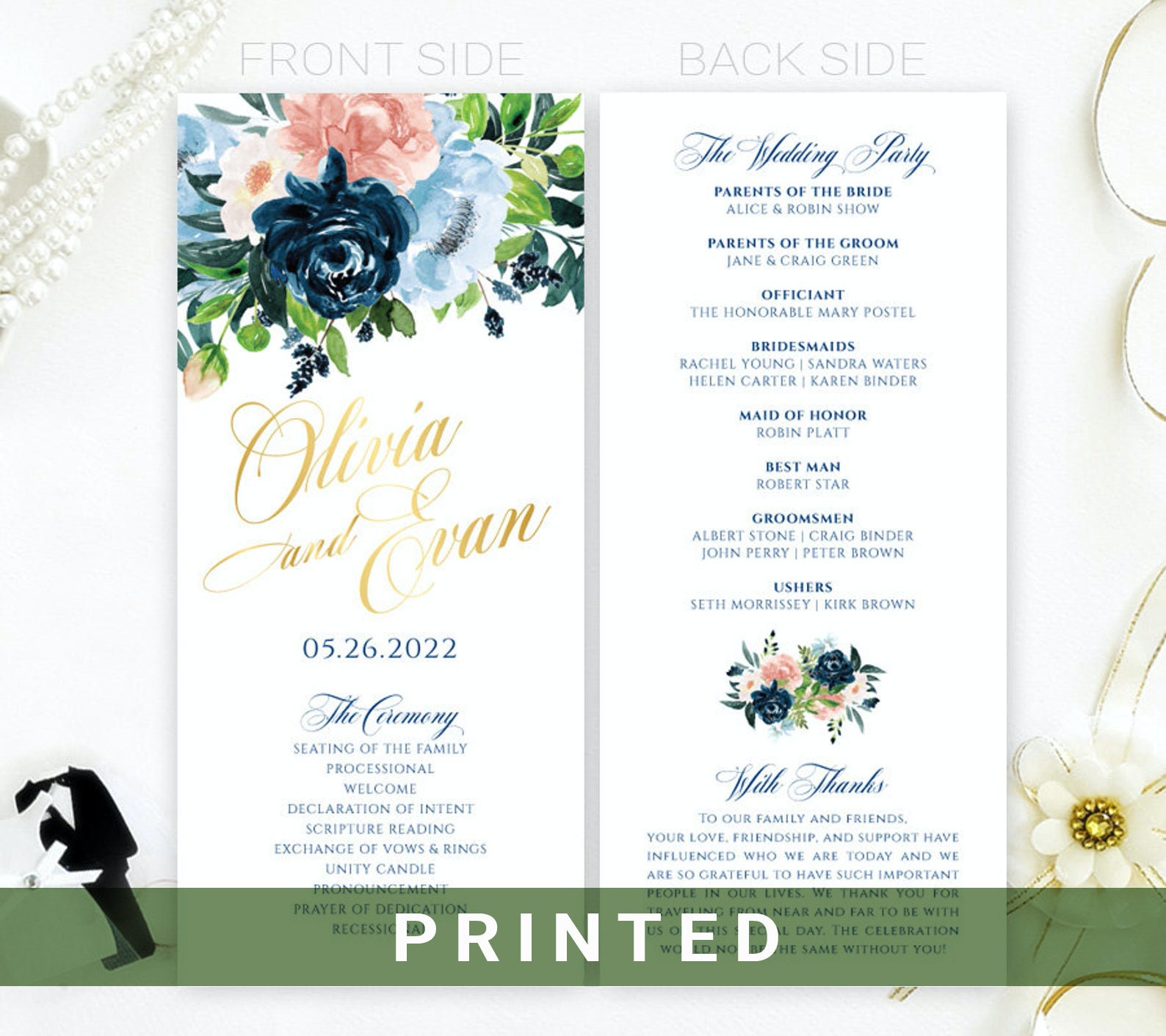 Flower wedding program Beautiful ceremony programs for Etsy