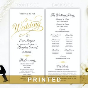 Wedding Programs Rose gold wedding ceremony program Custom order of service cards printed Gold