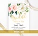 Floral bridal shower invitation printed | Blush pink, white, gold Bridal Shower Invitations with flowers and greenery | fall, autumn 