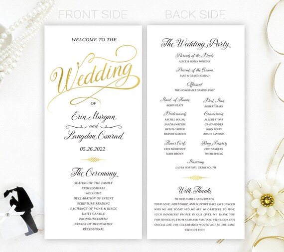 Cheap Wedding Programs Simple Elegant Programs For Wedding Etsy