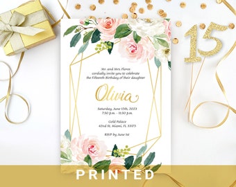 Quinceanera invitations   Floral quince invitation   Sweet 15 invites