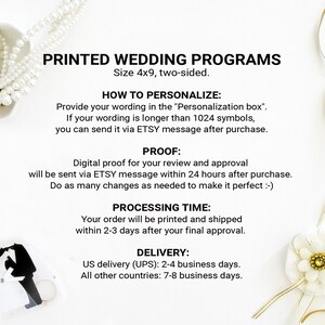 Wedding Programs Rose gold wedding ceremony program Custom order of service cards printed image 4