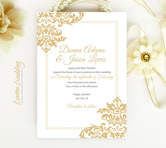 Elegant Wedding Invitations PRINTED Gold Lace Etsy