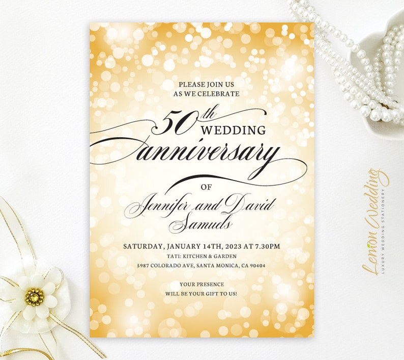 Printed Custom 50th Wedding Anniversary Invitations Printed Etsy