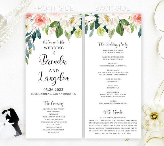 Printed Wedding Programs Etsy