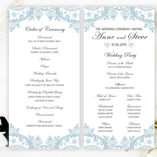PRINTED Wedding Programs / Modern Calligraphy Program for Etsy