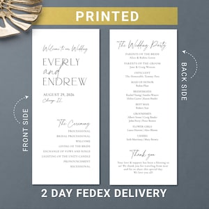 Printed Wedding Program: Elegant Calligraphy, Double-Sided