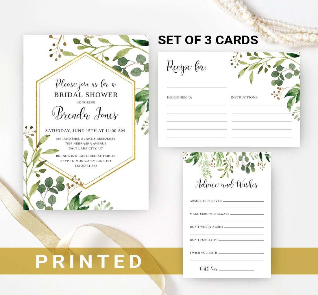 Wedding Shower Invite With Recipe Card Advice Card - Etsy
