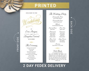 Programas impresos para la recepción de la boda, programas para la ceremonia y tarjetas de programa de boda.