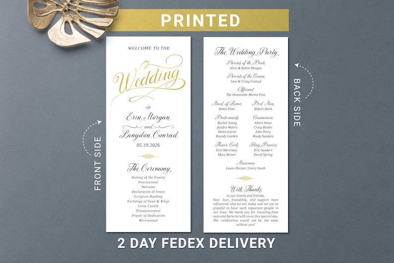 Reception Program Cards Wedding Reception Programs Printed, Ceremony Programs Wedding Program ...