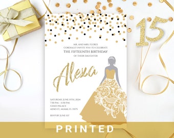 Quinceanera invitations   Gold quince invitations   Discount sweet 15 invites printed