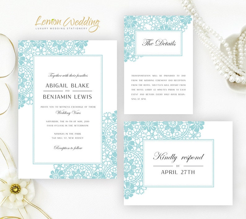 Printed Set Of 3 Cards Mint Green Wedding Invites Cheap Etsy